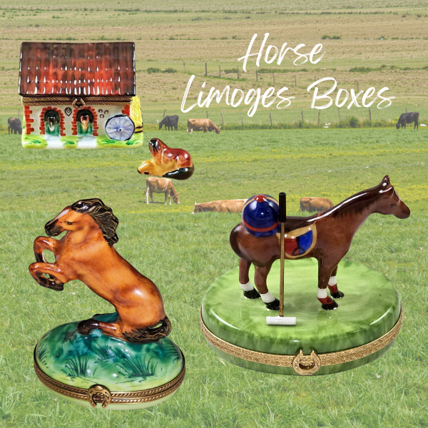Limoges France 磁器製 置物 小物入れ イノシシ Horse Limoges Boxes | Horse Figurines and Unique Horse Gifts