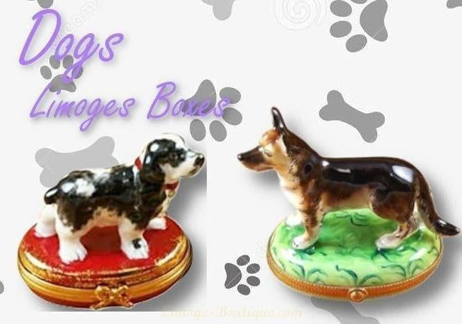 Dogs-Limoges Boxes Porcelain Figurines Gifts