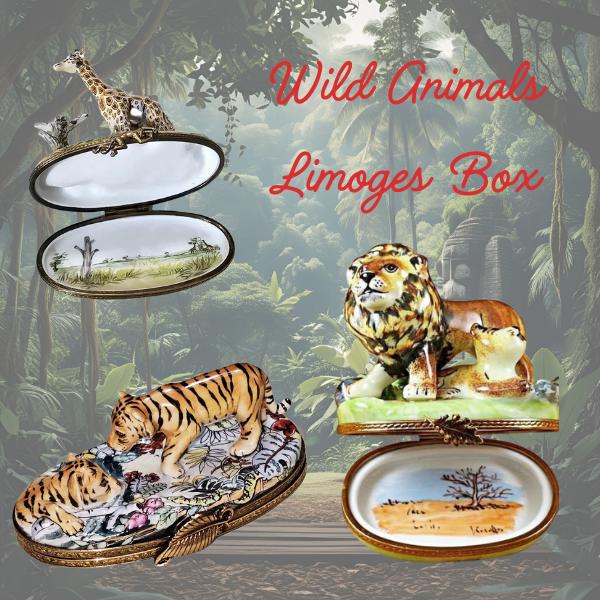 Wild Animal Limoges Boxes Porcelain Animal Figurines | Limoges Boxes