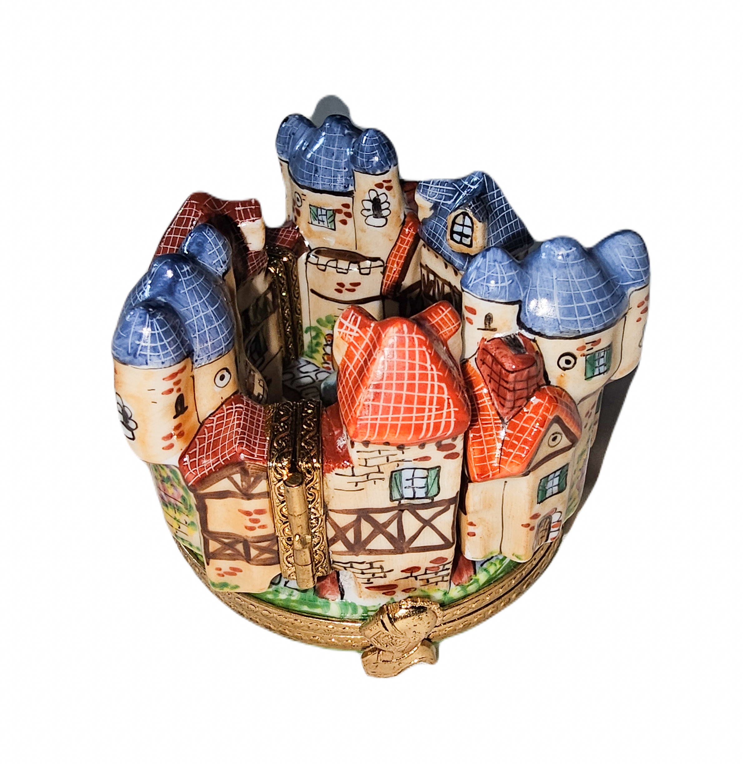 4 Hinged Medieval Village Limoges Box – Handcrafted French Porcelain