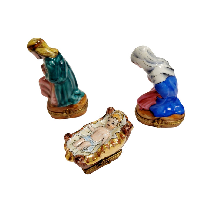 3 piece Nativity mary Joseph baby Hay Bottom Limoges Box Porcelain Figurine-nativity-CH3PIECENAT