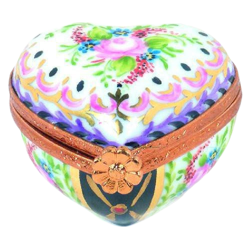 Heart Verone: Malmaison Noir Porcelain Limoges Trinket Box - Limoges Box Boutique