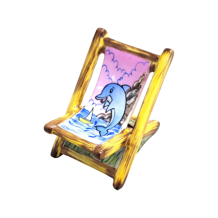 Beach Chair Limoges Box Porcelain Figurine-beach ocean travel-CH9J178