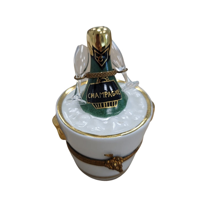 Champagne Bucket Glasses Limoges Box Porcelain Figurine-WINE LIMOGES BOXES special-CH8C106