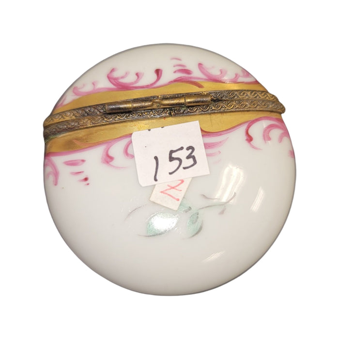Gold Pink Flat Round Pill-LIMOGES BOXES traditional-CH11M153