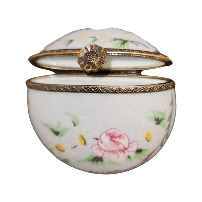 Light Flowers Flat Round Pill-LIMOGES BOXES traditional-CH11M152
