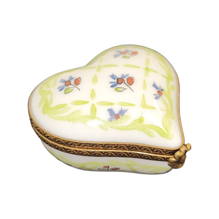 Lime Green Heart Flowers-hearts LIMOGES BOXES-CH11M171
