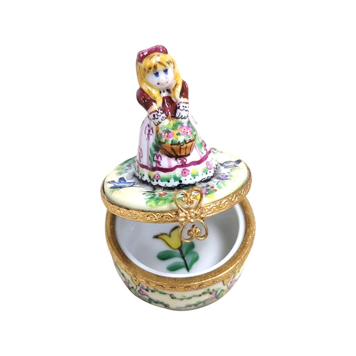 Little Girl w Spring Basket Limoges Box Porcelain Figurine-Limoges Boxes baby figurine maternity-CH7N223