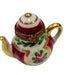 Maroon Teapot w Flowers Limoges Box Porcelain Figurine-Furniture Home Limoges Boxes-CH2P184X