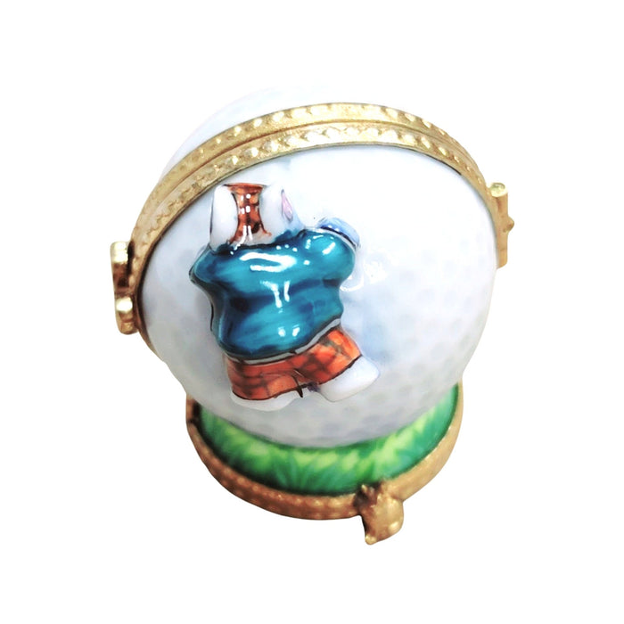 Mouse on Golf Ball 3 Hinged Sports Limoges Box Porcelain Figurine-sports golf limoges box-CH3S328