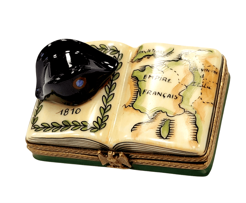 Napolean French Military Hat on Book Map-Limoges Boxes France French hat-CH1R326