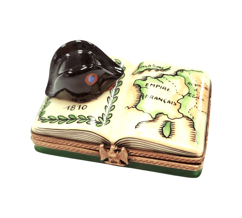 Napolean French Military Hat on Book Map-Limoges Boxes France French hat-CH1R326