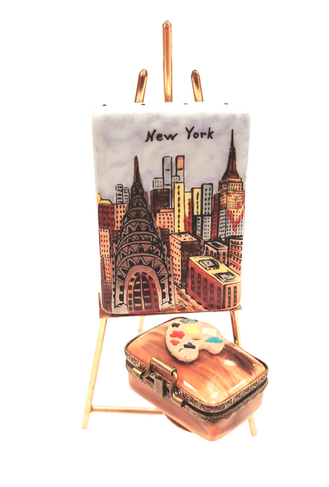 New York City Easel Limoges Box Porcelain Figurine-Fine Art-CH10L104