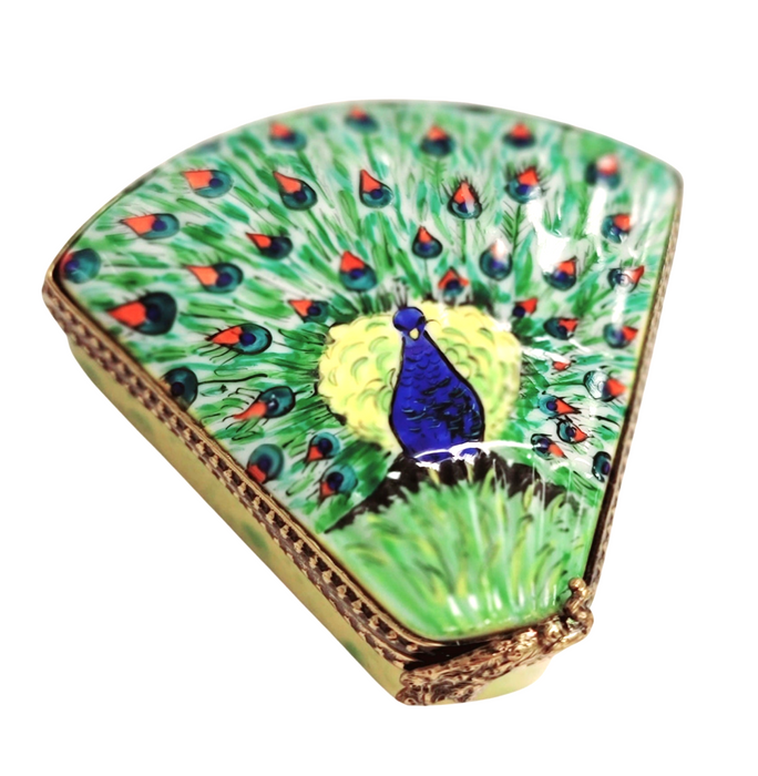 Peacock Feather Fan-bird Limoges Box hat bags purse-CH3S231