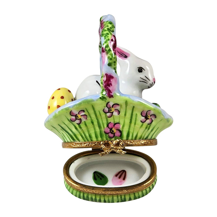 White Rabbit in Easter Basket w Wisteria Limoges Box