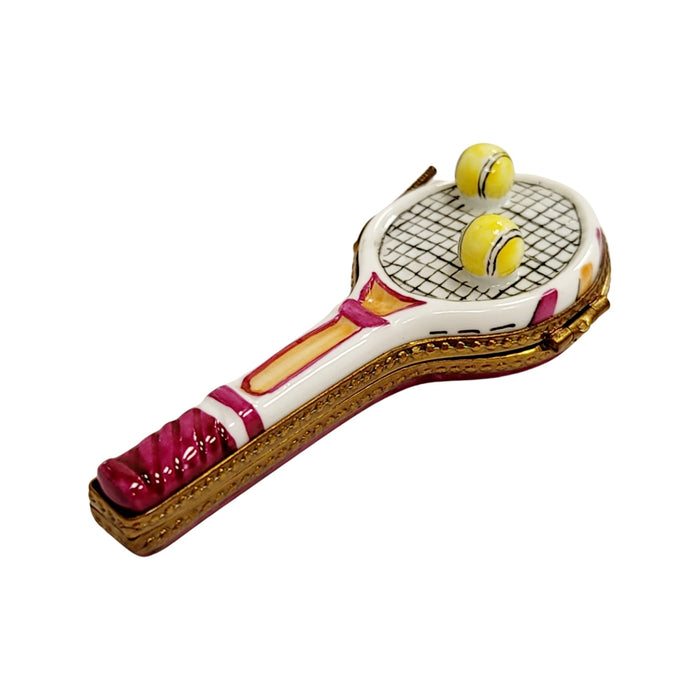 Red Tennis Racquet 2 Balls-sports limoges boxes-CH3S312