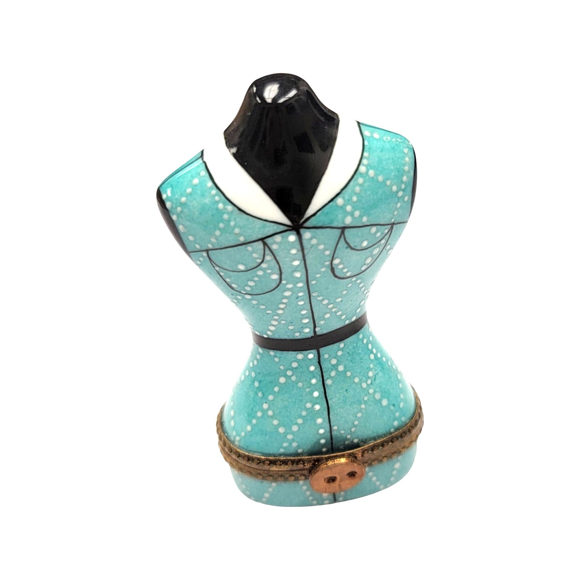 Retro Dress Form Limoges Box Hand-Painted French Porcelain Retro Dress Form Limoges Box Hand-Painted French Porcelain