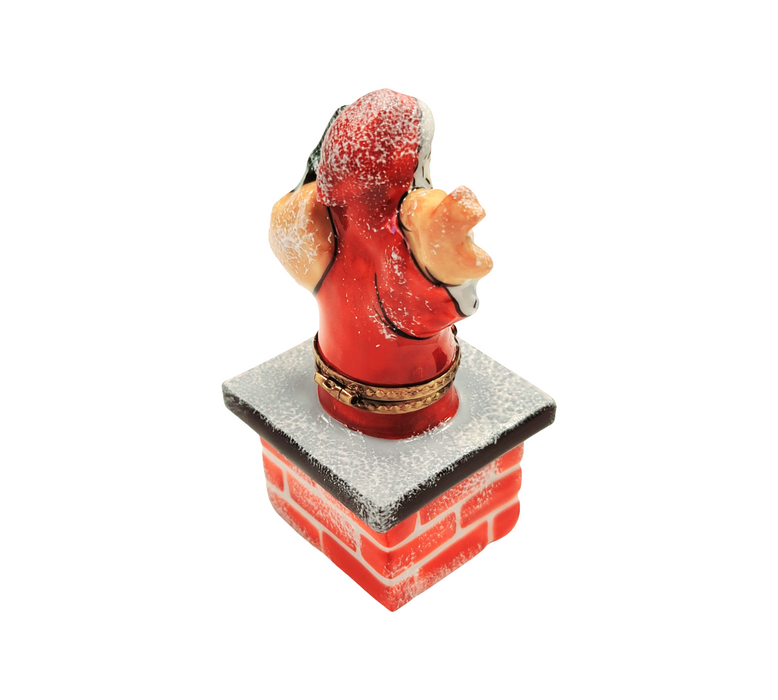 Santa on Chimney Limoges Box Porcelain Figurine-Santa-CH1R183