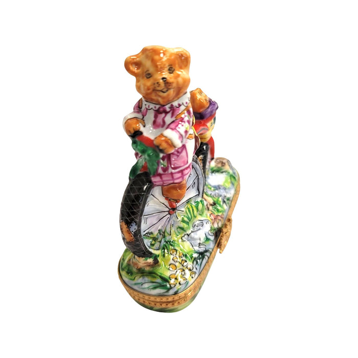 Teddy Bears on Bike Limoges Box Porcelain Figurine-Teddy carnival-CH7N217