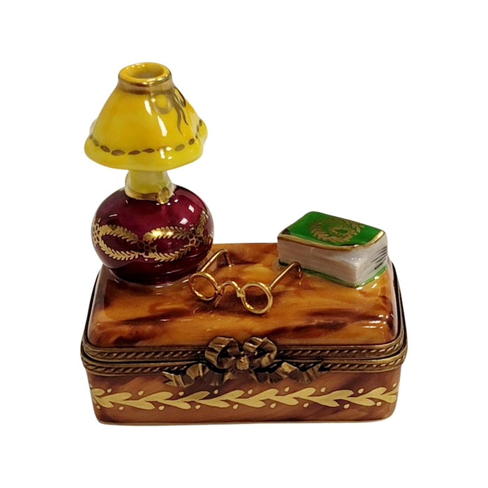 Trunk Table Lamp and Book Limoges Box Porcelain Figurine-furniture home LIMOGES BOXES-CH2P103