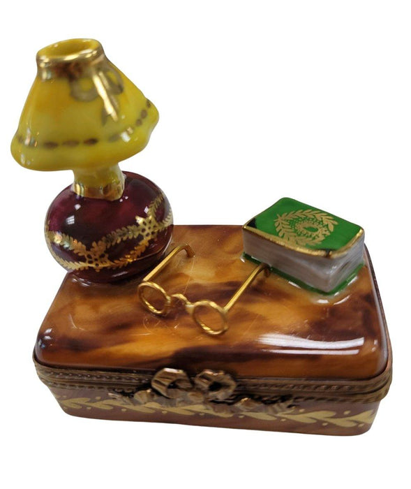 Trunk Table Lamp and Book Limoges Box Porcelain Figurine-furniture home LIMOGES BOXES-CH2P103
