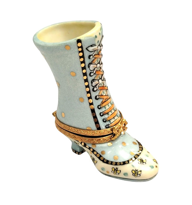 Turquios Ladys Boot Shoe Fashion Limoges Box Porcelain Figurine-shoe figurine LIMOGES BOXES-CH7N233