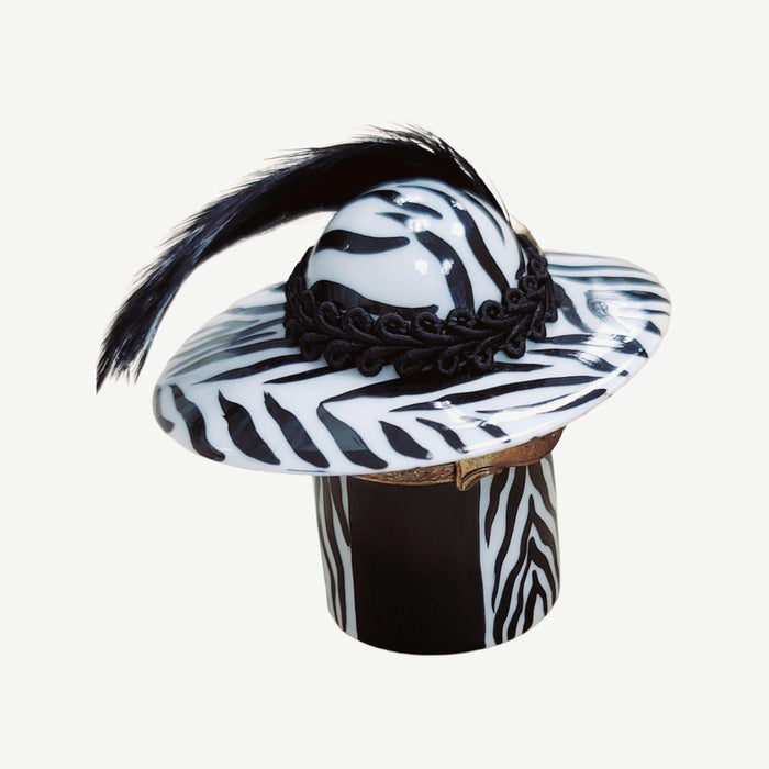 Zebra Hat Fashion Limoges Box Porcelain Figurine-shoe figurine LIMOGES BOXES-CH8C114