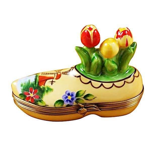 Dutch Clog Limoges Box with Tulips for Collectors