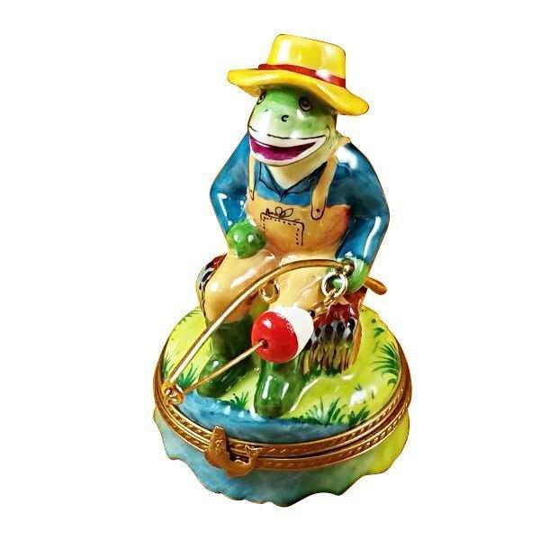 ceramic fishing box Frog Fishing Limoges Box – Handcrafted French Porcelain Art