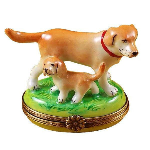 Blond / Yellow Labrador with Puppy Limoges Box - Limoges Box Boutique