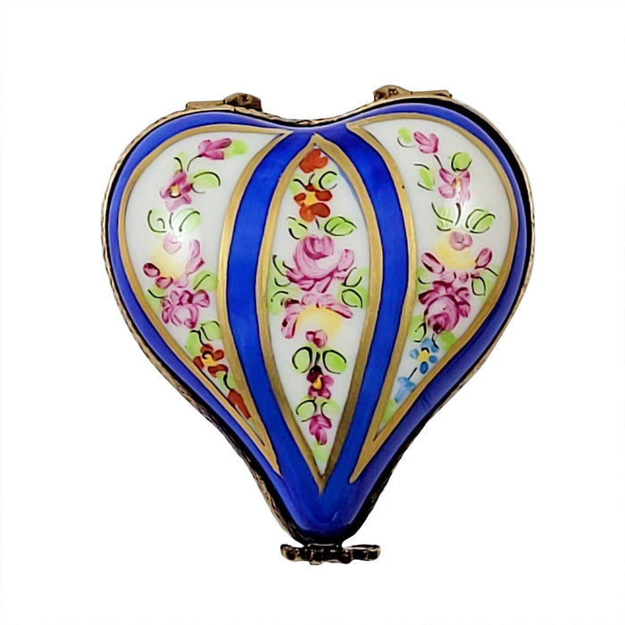 Blue Striped Heart Limoges Trinket Box - Limoges Box Boutique