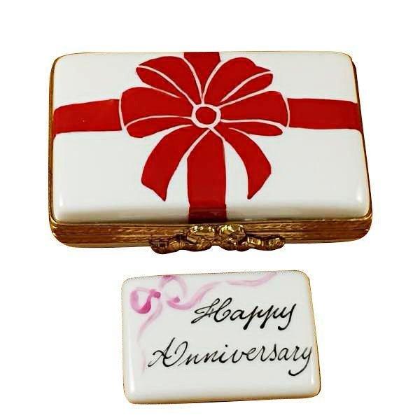 Gift Box with Red Bow - Happy Anniversary Limoges Box - Limoges Box Boutique