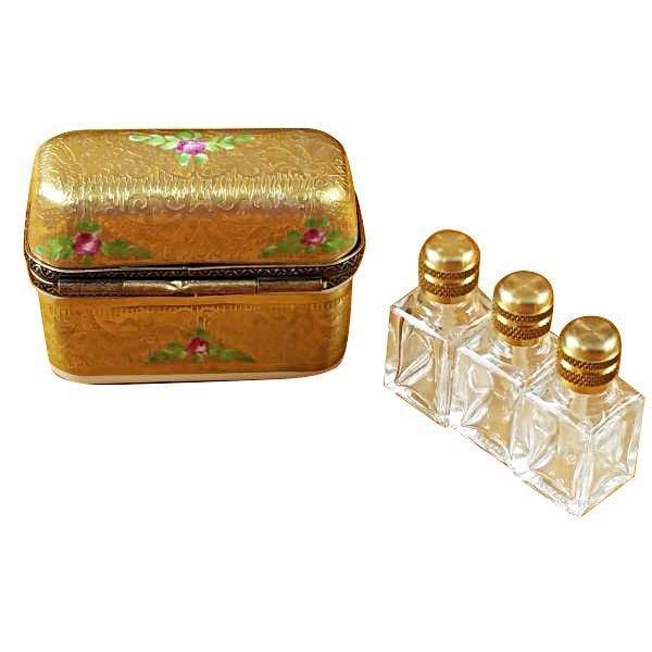 Gold Flowery with Three Bottles Limoges Box - Limoges Box Boutique