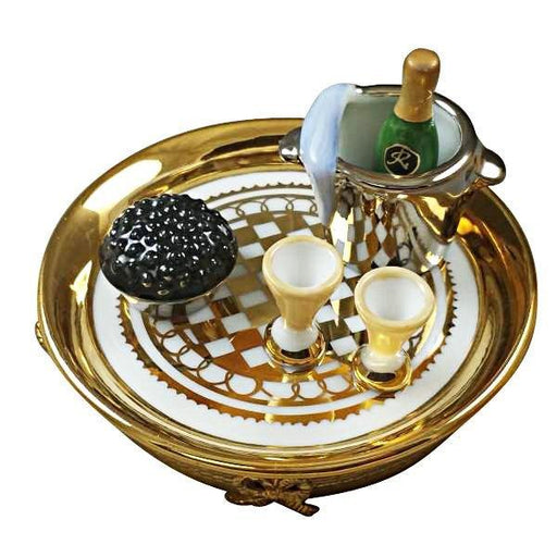 Gold Tray Caviar and Champagne in Bucket Limoges Box - Limoges Box Boutique