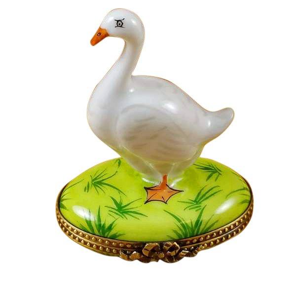 Goose with Spring and Christmas Wreaths Limoges Box - Limoges Box Boutique