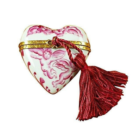 Heart - Pink Angel with Tassel Limoges Trinket Box - Limoges Box Boutique