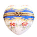Medium Blue Gold Heart w Strip Red Flowers. Limoges Trinket Box - Limoges Box Boutique