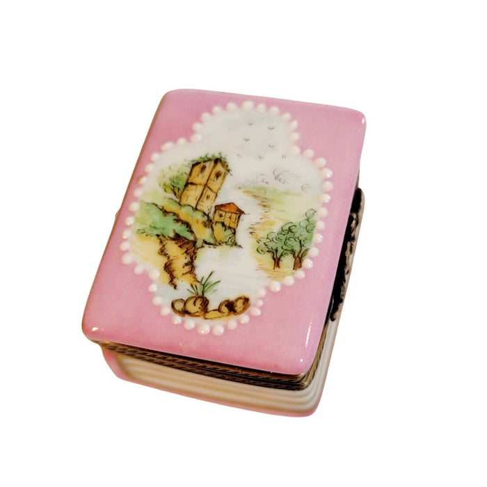 Pink French Castle Book Limoges Box Figurine - Limoges Box Boutique