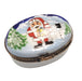 Santa w Snowman Oval Limoges Box Figurine - Limoges Box Boutique