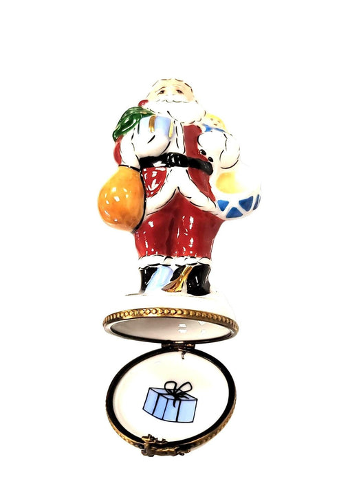 Santa with Tree and Gifts Figurine - Well Detailed Limoges Box Figurine - Limoges Box Boutique