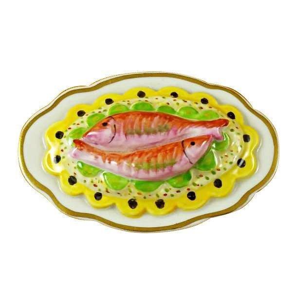 Two Salmon Fish on a Platter Limoges Box - Limoges Box Boutique