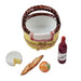 Yellow Picnic Basket with Bread, Wine, Cheese And Fruit Limoges Box - Limoges Box Boutique