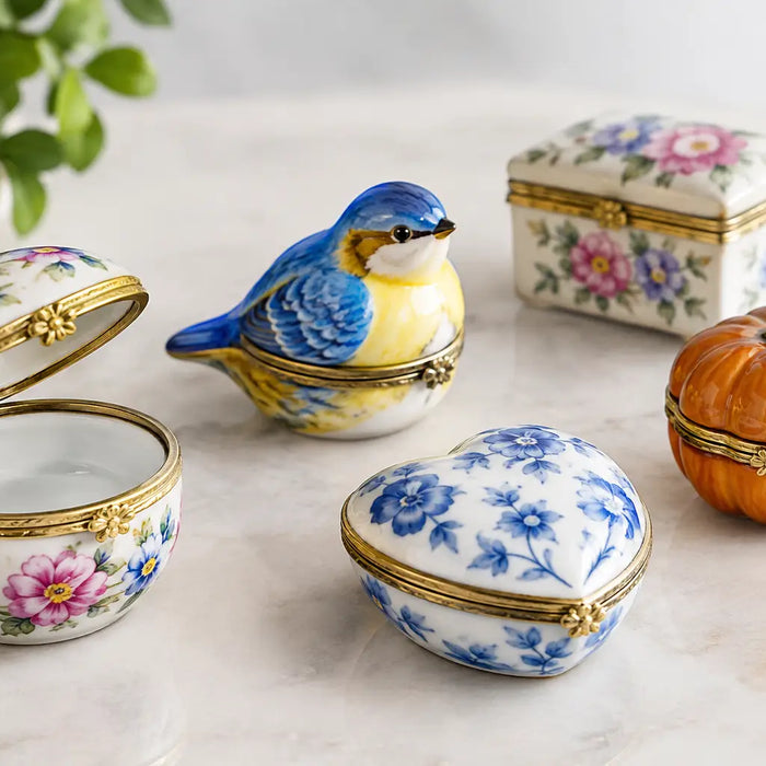 Collectible Hinged Porcelain Trinket Boxes