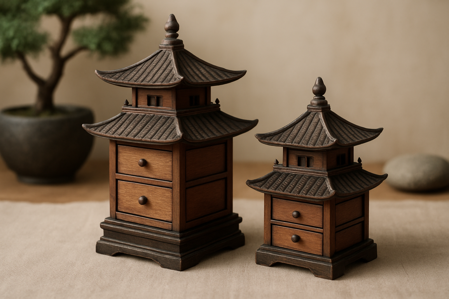 Asian-Inspired Pagoda Trinket Boxes for Zen Home Decor