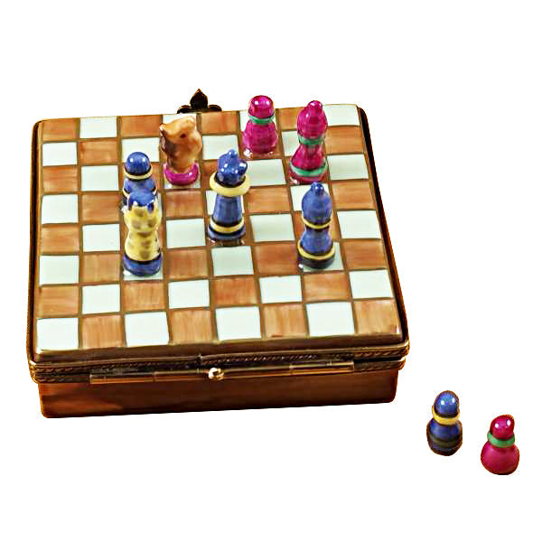 Unique Limoges figurines home decor ideas featuring porcelain chess set with colorful detailed pieces