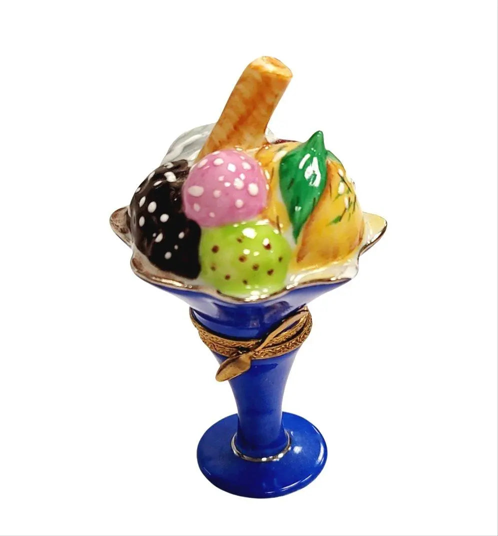 Ice Cream Sunday w Fruit Rare Limoges Box Figurine