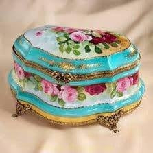 Decorative Limoges box with floral design and gold accents showcasing the history of Limoges boxes