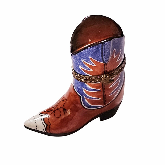 Cowboy Boots Red and Blue Collectible, hand-painted French porcelain