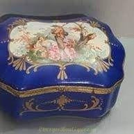 Blue and gold decorative porcelain box illustrating the most popular antique Limoges boxes
