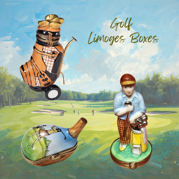 Hand-painted golf Limoges boxes imported from France luxury porcelain trinket box collectibles